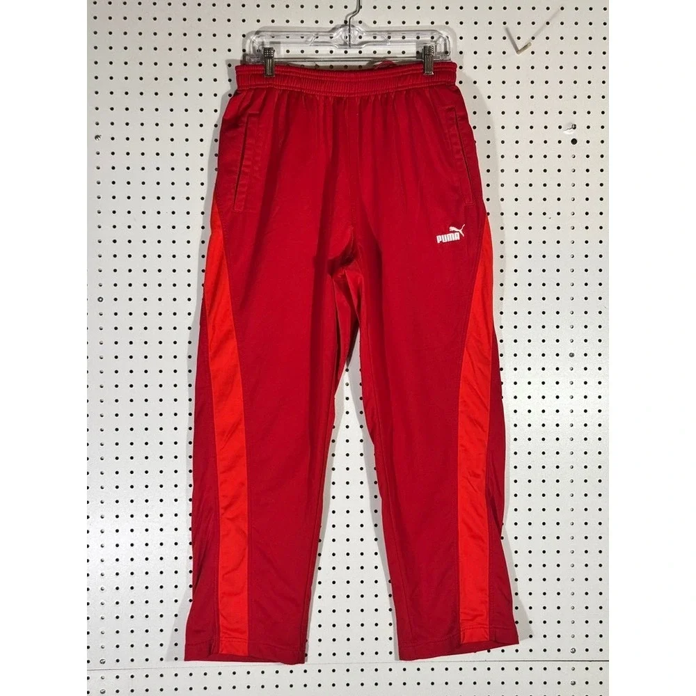 Vintage Y2K Puma Red Track Pants Mens Large Side Stripe Athletic Trousers 500275